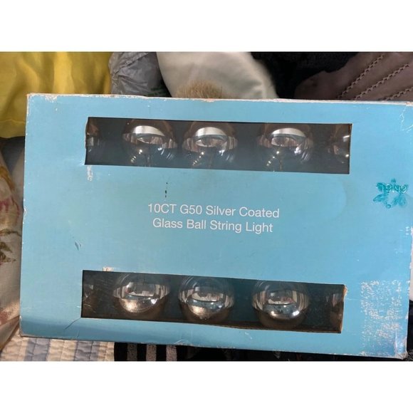 10Ct G Silver Coated Mercury Glass Type Ball String‎ Lights Indoor Outdoor New - Picture 4 of 16